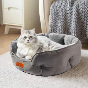Bed for Small and Large Pets, Soft, Washable, Non-Slip Base, Water Resistant, Grey, 50 cm