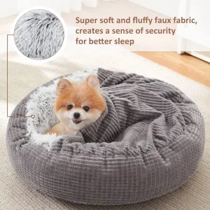Round Calming Hooded Cozy Cave Dog Bed